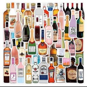 60 Champagne Stickers For Luggage, Scrapbooks, Journals, Laptops, Bumpers